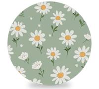 Ceramic Drink Coaster for Tabletop Protection, green daisies Round Table Coasters for Home Decor House Warming Gifts