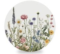 Ceramic Drink Coaster for Tabletop Protection, Spring Floral Wildflower Round Table Coasters for Home Decor House Warming Gifts