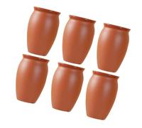 Ceramic Drink Cup Set, 6 Piece Terracotta Look Cups with Wide Mouth Opening for Home Dining, Beverage Service, and Matching Drinkware Use Clay Drinking Cups Pottery Cup Set Beverage Wide Mouth Rounded