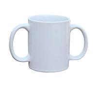 Ceramic Dual Handle Mug for Secure Hold | BPA-FREE Double Handled Ceramic Mugs to Aid Tremors and Secure hold | 11.83 US Fl. Oz. (350 Ml) - White Color