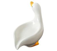 Ceramic Duck Soap Dish, Adorable Storage Case, Duck Shaped Soap Holder with Drain, Stable Laundry Soaps Container, Sponge for Bathroom Kitchen Sink, Shower Countertop Accessory