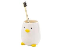 Ceramic Duck Toothbrush Holder for Kid, Pencil Holder for Desk, Cute Duck Makeup Brush Cute Animal Cup Suitable for Bathroom Countertops, Yellow (3.93" H)