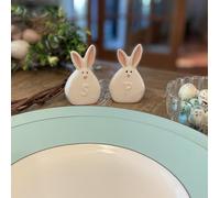Ceramic Easter Bunny Salt and Pepper Shaker Set, 3.5 Inch, White and Pink, Spring Table Decor, Spring Table Decoration