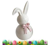 Ceramic Easter Bunny Sculpture, Holiday Rabbit Decoration Figure, 15cm Spring Bunnys Statue with Detailed Design, Ceramic Material with Hand-Painted Finish, Bunny Figurine for Home Office