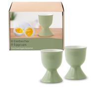 Ceramic Egg Cups Set of 8 in Sage Green - Dishwasher Safe Egg Holder for Breakfast Table