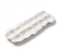 Ceramic Egg Holder, 12 Capacity Egg Holder Countertop with Wave, White Ceramic Eggs Tray for Kitchen Counter Organization