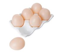 Ceramic Egg Tray for 6 Eggs - Half Dozen Eggs Porcelain Egg Tray Decoration for Refrigerator, Countertop, Kitchen, Home (White)