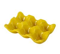 Ceramic Egg Tray Organizer Yellow Serving Tray Holder | Display Stand Chic Stylish Look for Small Appetizers, and Easter Dyed Eggs, Countertop or Baking Use