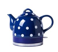 Ceramic Electric Kettle 1L, Retro Cordless Jug with Gooseneck Spout, Fast Boil Water Boiler with Auto Shut-Off & Boil Dry Protection, for Tea Coffee Soup(blue)