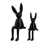 Ceramic Electroplate Rabbit Figurine Sitting Bunnies for Shelf Easter Decorations for Desk Cabinet Bookshelf Counter Home Hotel Bar Decor 2PCS Ornament Christmas Trees Elegant (C, One Size)