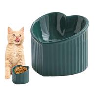 Ceramic Elevated Cat Bowl - Heart Shape Tilted Pet Food Bowl, Neck Protective Anti-Slip Feeding Bowls, Raised Tilted Cat Dish For Cats And Dogs, Protect Pets' Spines