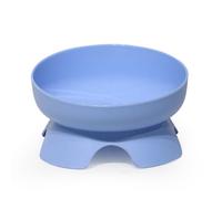 Ceramic Elevated Cat Food And Water Bowl,Ceramic Set,Raised Cat Bowl,Tilted Bulldog Food And Water Bowl No Slip Non-Spill For Cats Medium Dogs Big Face Pets (Blue)