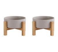 Ceramic Elevated Raised Cat Bowls - Cat Food Dish with Stand - Double Raised Cat Food and Water Bowls Anti Vomiting - Pet Bowl with Anti Slip Rubber pad - Stress Free for Cats and Small Dogs -set of 2