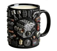 Ceramic Engine Themed Coffee Mug - Vintage Engine Themed Coffee Cups | Personalized Ceramic Mechanical Drinking Cup with Anti-Slip Handle for Men Boys Husband Car Lovers (C)