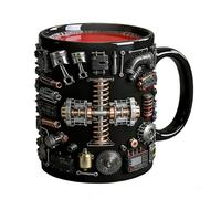 Ceramic Engine Themed Coffee Mug - Vintage Engine Themed Coffee Cups | Personalized Ceramic Mechanical Drinking Cup with Anti-Slip Handle for Men Boys Husband Car Lovers (D)