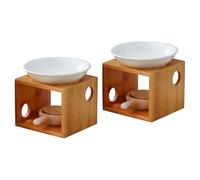 Ceramic Essential Oil Burner, 2 Pcs Wax Burner Tea Light Warmer Ceramic with Removable Bowl & Tealight Holder, Incense Aroma Diffuser for Home Decor Christmas Housewarming Gift