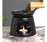 Ceramic Essential Oil Burner, BAOBYAO Wax Melt Burners Humidifier Yoga Aromatherapy Fragrance Diffuser Candle Holder for Living Room, Bedroom, Office Decoration (Black, 4 * 4 * 5 Inch)