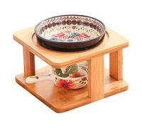 Ceramic Essential Oil Fused Warm Diffuser Aromatherapy Pistol Light Candle Burner and Wood Stand Room for Meditation