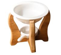 Ceramic Essential Oil Melt Warmer Diffuser Aromatherapist Tealight Candle Burner for Meditation Room with Wooden Stand