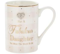 Ceramic Fabulous Daughter Mug | Checkered and Mad Dots | 1 Piece - 7x7x11 cm