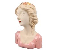 Ceramic Face Vase,Face Vase Lady Head Vase Ceramic Vase Face Vases Decorative Modern Style Shy Girl Flower Lady Head Vase for Unisex Plants Lover(pink)