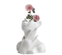 Ceramic Face Vase, Female Form Artistic Head Half Body Bust Vase, Women Face Planter Feminist Minimalism Decorative Modern Flower Vase for Home Living Room Office Decor (C)