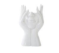 Ceramic Face Vase, White Flower Vase for Decor, Female Form Head Half Body Bust Vases Minimalism Decorative Modern Nordic Style Flower Vase (A)