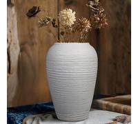 Ceramic Farmhouse Large Vase,10.2 Inch Vintage Floor Tall Vase Terracotta Vase Pottery Clay Rustic Vase for Home Decor Living Room Entryway Table Centerpieces,Wedding,Kitchen,Housewarming Gifts,White