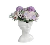 Ceramic Female Half Face Vase, Human Head Form Art Vase, Body Aesthetics Vase, Bright White Decorative Flower Vases, Small Dry Flower Arrangement Vase, for Holding Flowers/Pampas Grass/Bouquet (B)