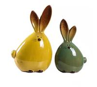 Ceramic Figurines Easter Long Ear Bunny Ornament Desktop Animal Doll Home Office Room Decoration High Quality Ceramic Easter Bunny Figurine for Spring Revival and New Life
