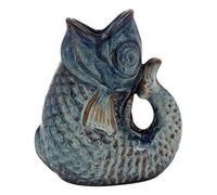 Ceramic Fish Gurgle Jug Vase Aqua 17Cm Decorative Home Ornament Coastal Gift