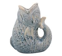 Ceramic Fish Gurgle Jug Vase Sky Blue 17Cm Decorative Ornament Coastal Decor