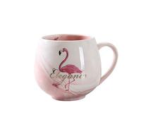 Ceramic Flamingo Mug - 350ml Capacity, Elegant Pink Marbled Coffee Cup with Gold “Elegance” Print, 8.2x9.5cm