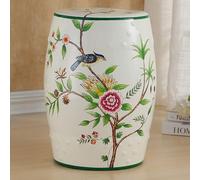 Ceramic Flower Bird Garden Stool, Outdoor Drum Side Table Butterfly Style Decorative Ceramic Garden Stool Indoor Plant Holder Living Room Patio Terrace Bird and Flower A-Blue (White Bir