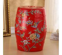 Ceramic Flower Bird Garden Stool, Outdoor Drum Side Table Butterfly Style Decorative Ceramic Garden Stool Indoor Plant Holder Living Room Patio Terrace Bird and Flower A-Blue (Red Birda