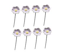 Ceramic Flower Garden Drinker Stakes Set of 8 for Patio, Purple | Decorative Garden Drinker Cups for Patios Balcony Nooks Backyard Borders and Display Spaces Use