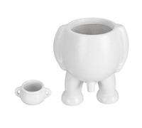 Ceramic Flower Pot Innovative Little Man Pees Decoration Succulent Planter Pot for Office Desktop (White)