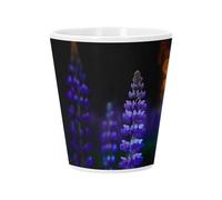 Ceramic Flower Pot with Drainage Hole - Close Up Purple Flowers Plant Life Landscape Nature - Small Pot for Cactus and Succulent Plants Height 10 cm Indoor Garden Decoration Printed in