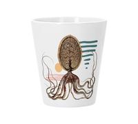 Ceramic Flower Pot with Drainage Hole - Octopus Shell Nut Collage Art Surrealism Grotesque - Small Pot for Cactus and Succulent Plants Height 10 cm Height Indoor Garden Decoration Printed in