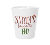 Ceramic Flower Pot with Drainage Hole - Santa's Favorite Ho Christmas Winter Gift - Small Pot for Cactus and Succulent Plants, Height 10 cm, Indoor Garden Decoration, Printed in France