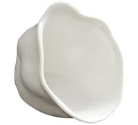 Ceramic Flower Shape Appetizer Plate Small Sauce Dish for Dining Table | White Blossom Design, Leak-resistant Surface, Easy Plating, for Dipping Sauce, Pepper, Home Dining and Sushi