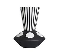 Ceramic Flower Vase, Elegant Black and White Striped Geometric Decorative Table Floral Vase for Indoor Home Decor, Wedding Centerpieces Arrangements,White+black,20.5cmX14.5cm