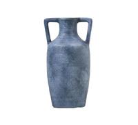 Ceramic Flower Vase with Handles, Modern Boho Wabi-Sabi Flower Vase for Shelf Decor, Office, Bedroom, Home(Blue)