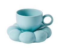 ceramic flowers - floral coffee, tea | Handmade hot drink saucer set, sun shape porcelain drink for office brunch