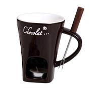 Ceramic Fondue Mug - Portable Chocolate Melting Pot with Fork | Compact Hot Pot Cup for Melting Cheese, Candy, and Caramel | Microwave Safe for Home Use, Desserts, Snacks, and Easy Entertaining