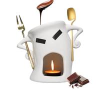 Ceramic Fondue Mug with Spork, Funny Sweet Fondue Cup for Date Night Personal Melting Cups for Chocolate, Cheese, Butter, Mini Fondues Set for Parties