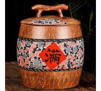 Ceramic Food Storage Container with Lid, Traditional Style Rice Jar for Kitchen Pantry Organization