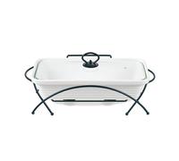 Ceramic Food Warmer Buffet Warmer Frame and Lid 2.4L White