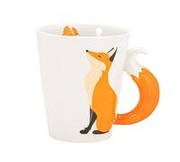 Ceramic Fox Mug with 3D Tail Handle - 350ml Capacity, Unique Animal Coffee Cup for Nature Lovers