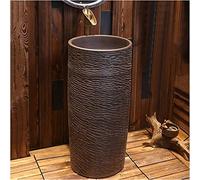 Ceramic Freestanding Bathroom Sink with Full Pedestal and One Tap Hole - Modern Round Design